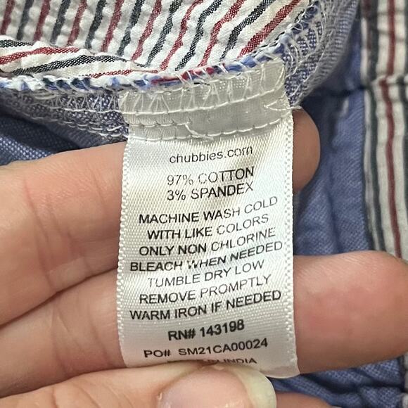 Chubbies Men's Seersucker Shorts Large 5.5 Inseam Stripes America Preppy College - Picture 7 of 8